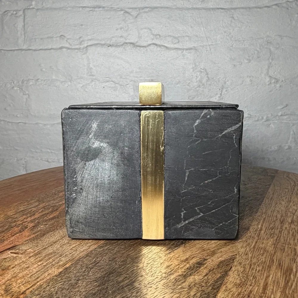 West Elm Black Mabel and Gold Accent Decorative Vanity Box